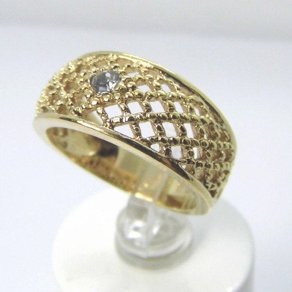 Vintage Filigree Open Weave Wide band ring sz 7 - Picture 2 of 6